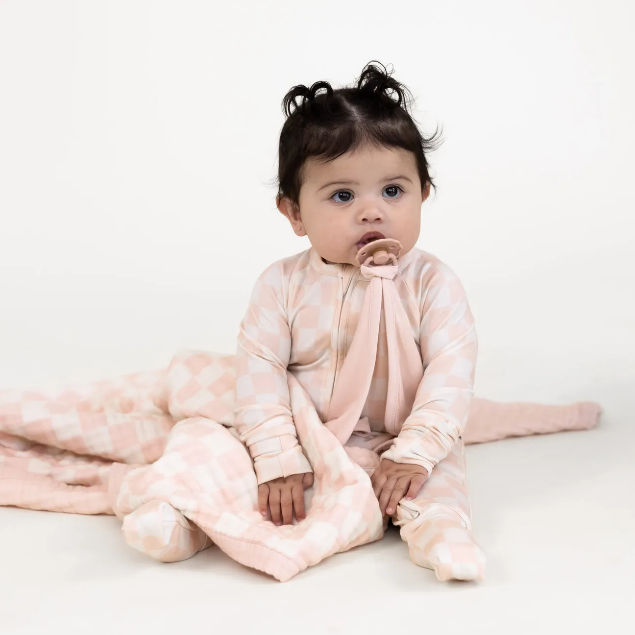 Pink Checker | Bamboo Zip Romper