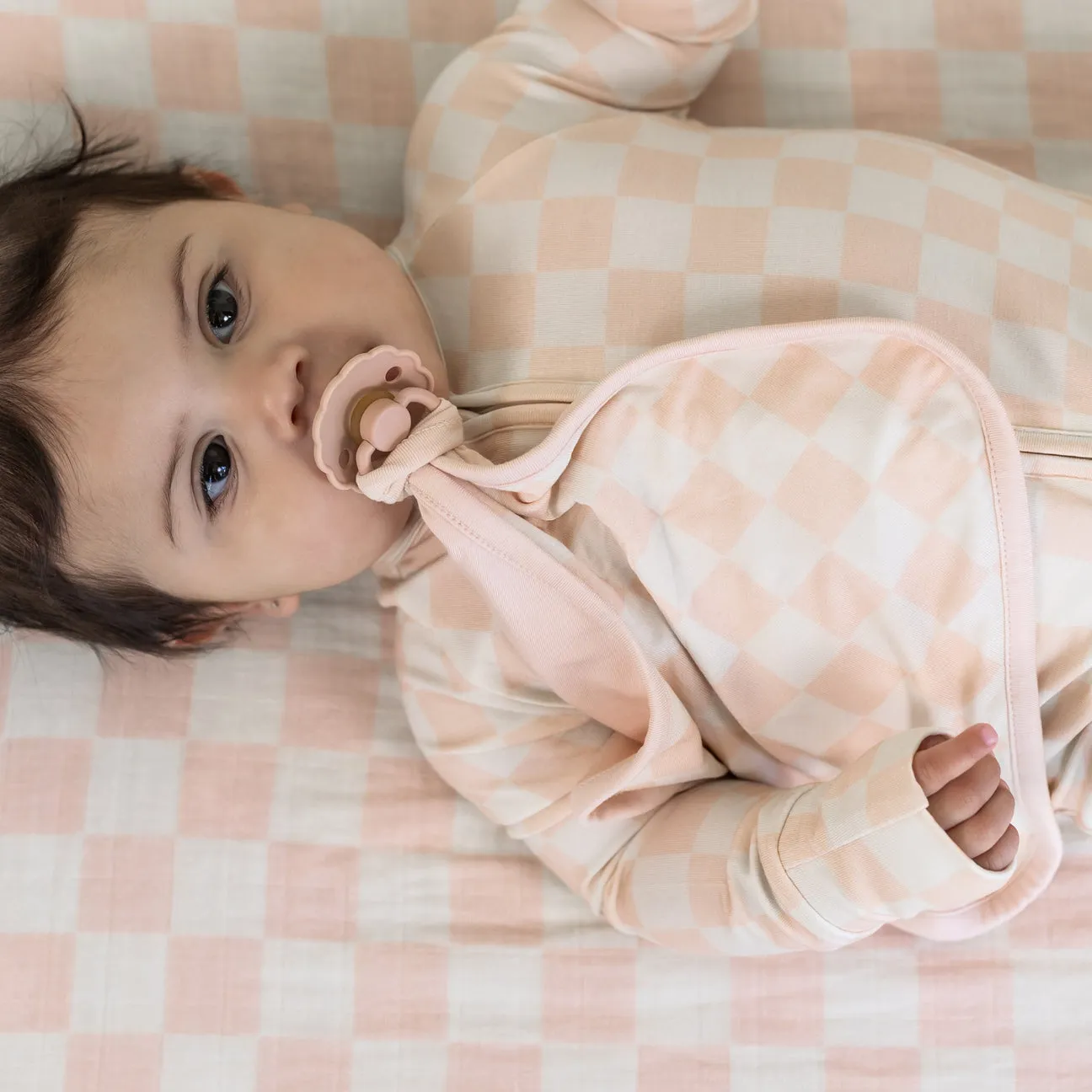 Pink Checker | Bamboo Zip Romper