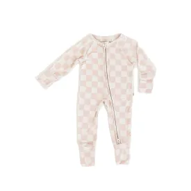 Pink Checker | Bamboo Zip Romper