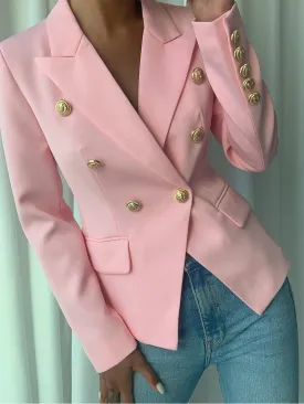 Pink Double Breasted Blazer