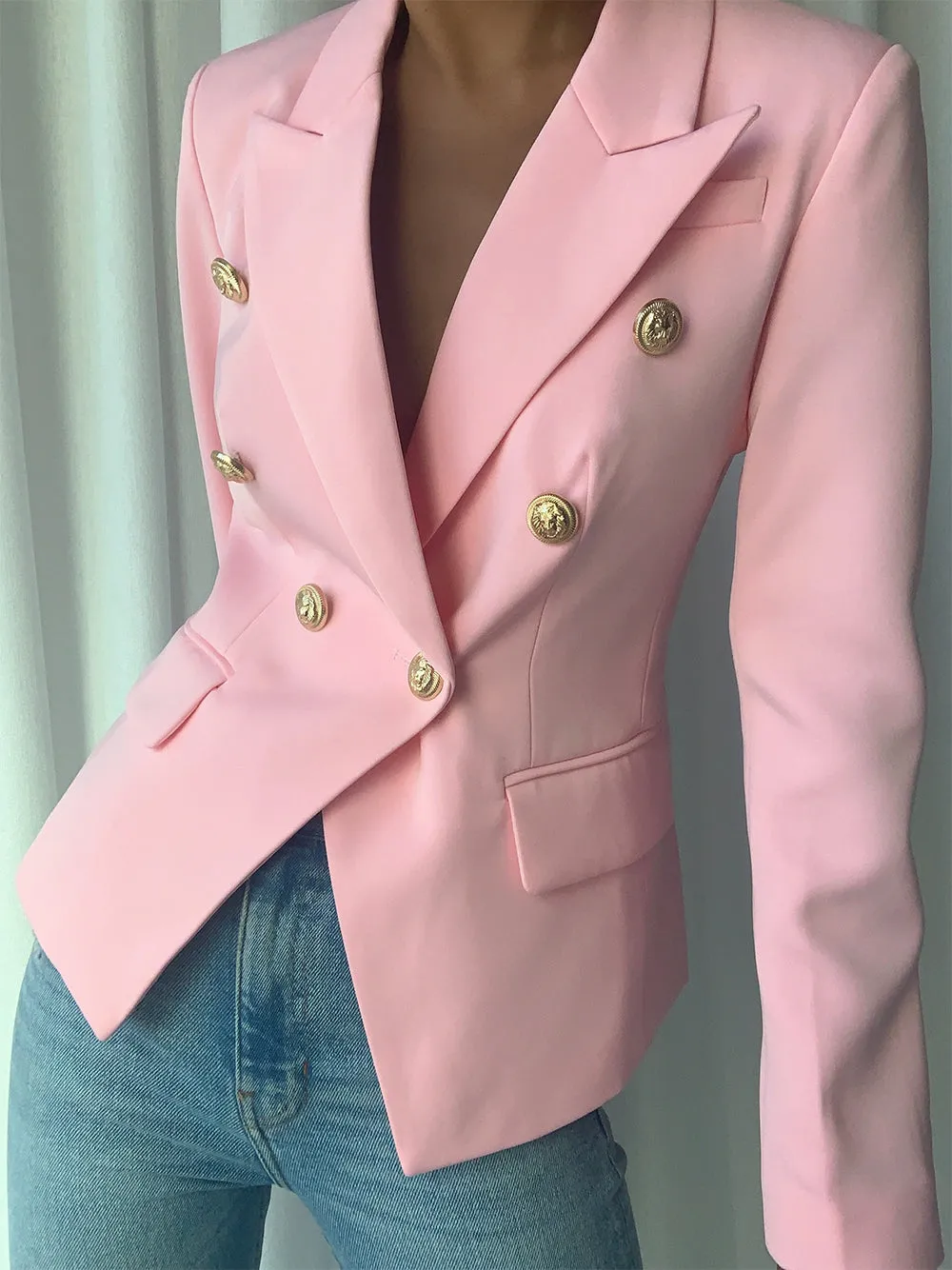 Pink Double Breasted Blazer