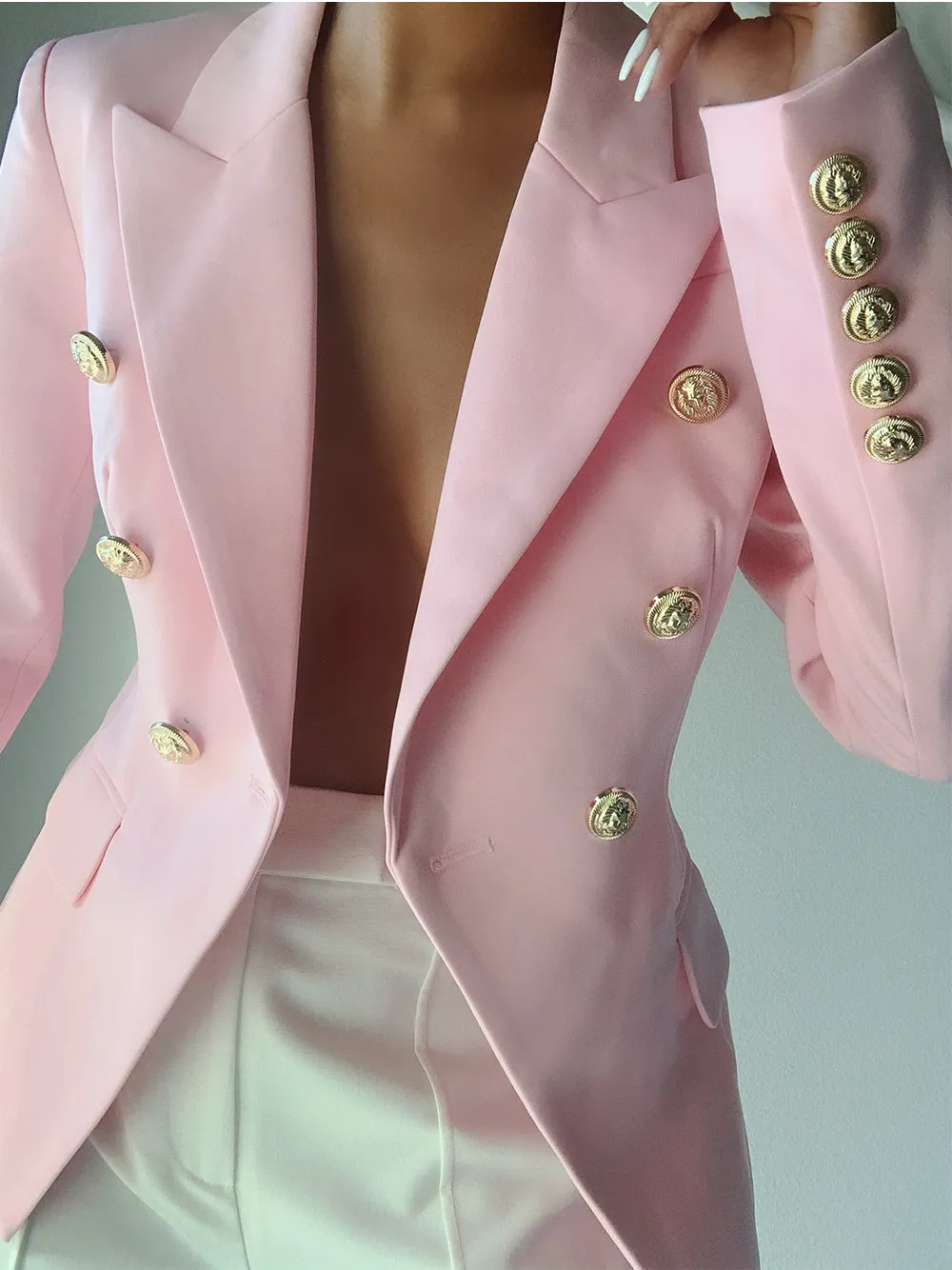 Pink Double Breasted Blazer