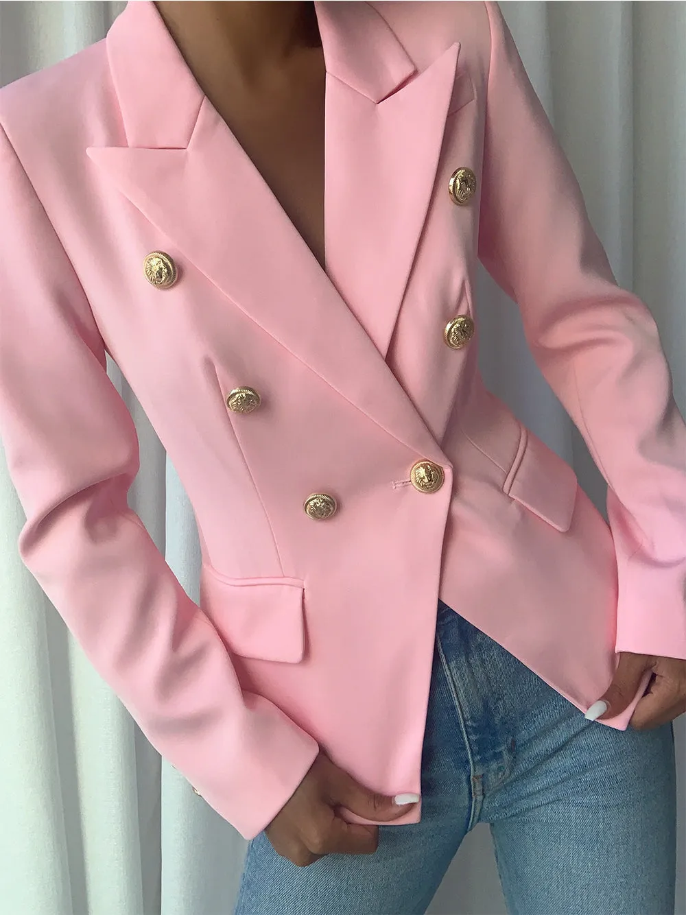 Pink Double Breasted Blazer