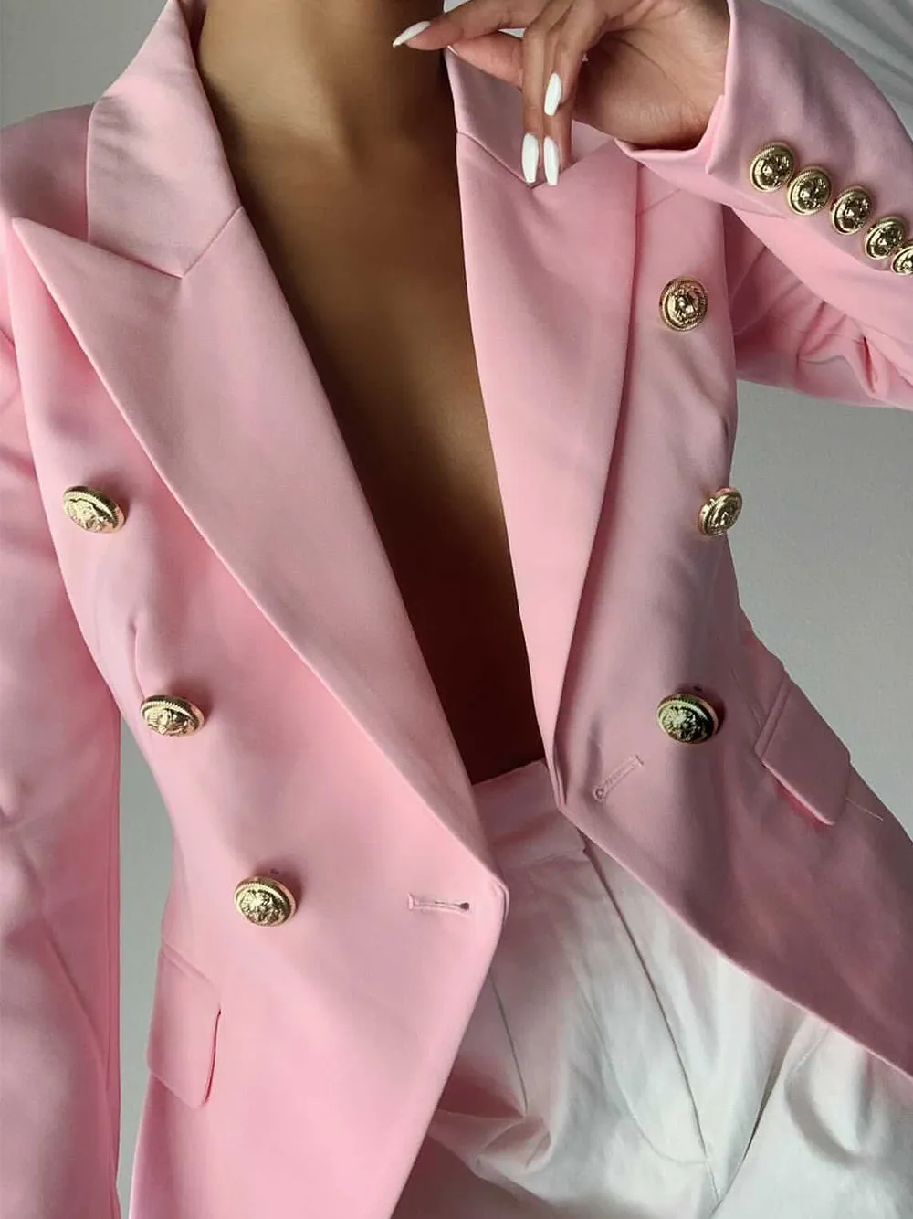 Pink Double Breasted Blazer