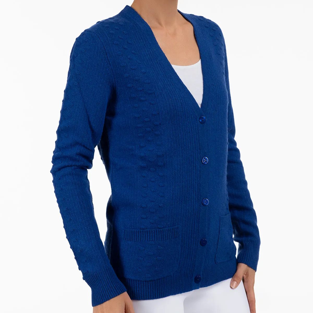 Pom Pom Cardigan in Sapphire