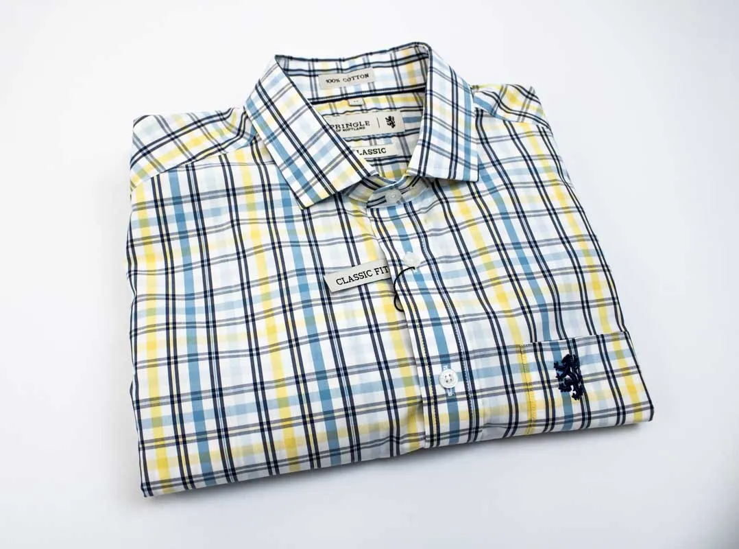 Pringle LS Check Yellow Classic Reg Fit Shirt