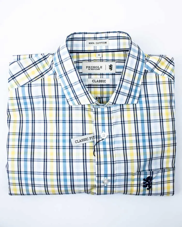 Pringle LS Check Yellow Classic Reg Fit Shirt