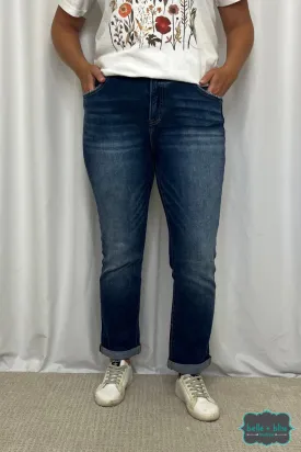 Risen "Noah" High Rise, Non Distressed, Straight Leg Denim - Dark Wash