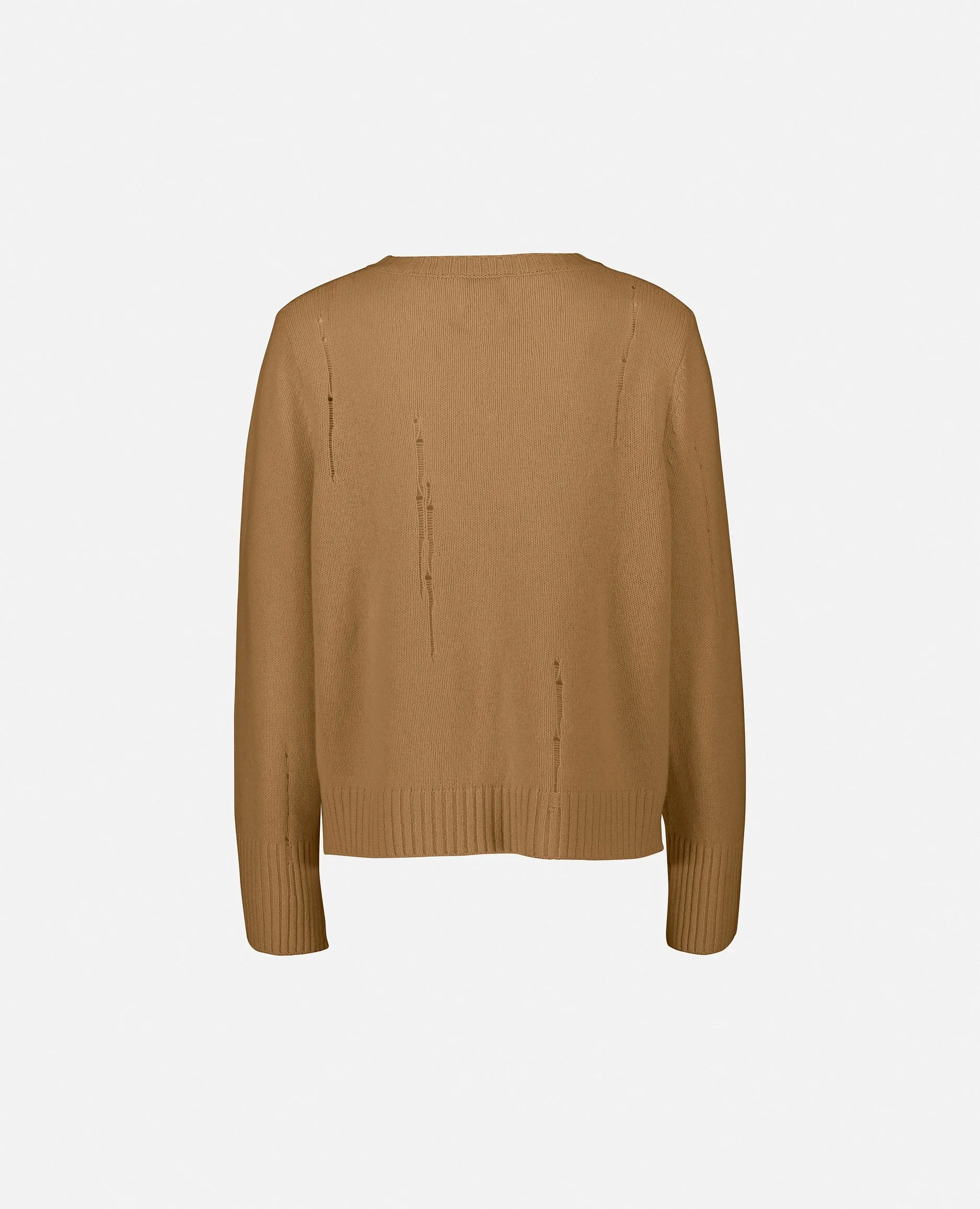 Rundhals Pullover aus Cashmere-Mischung in Beige