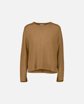 Rundhals Pullover aus Cashmere-Mischung in Beige