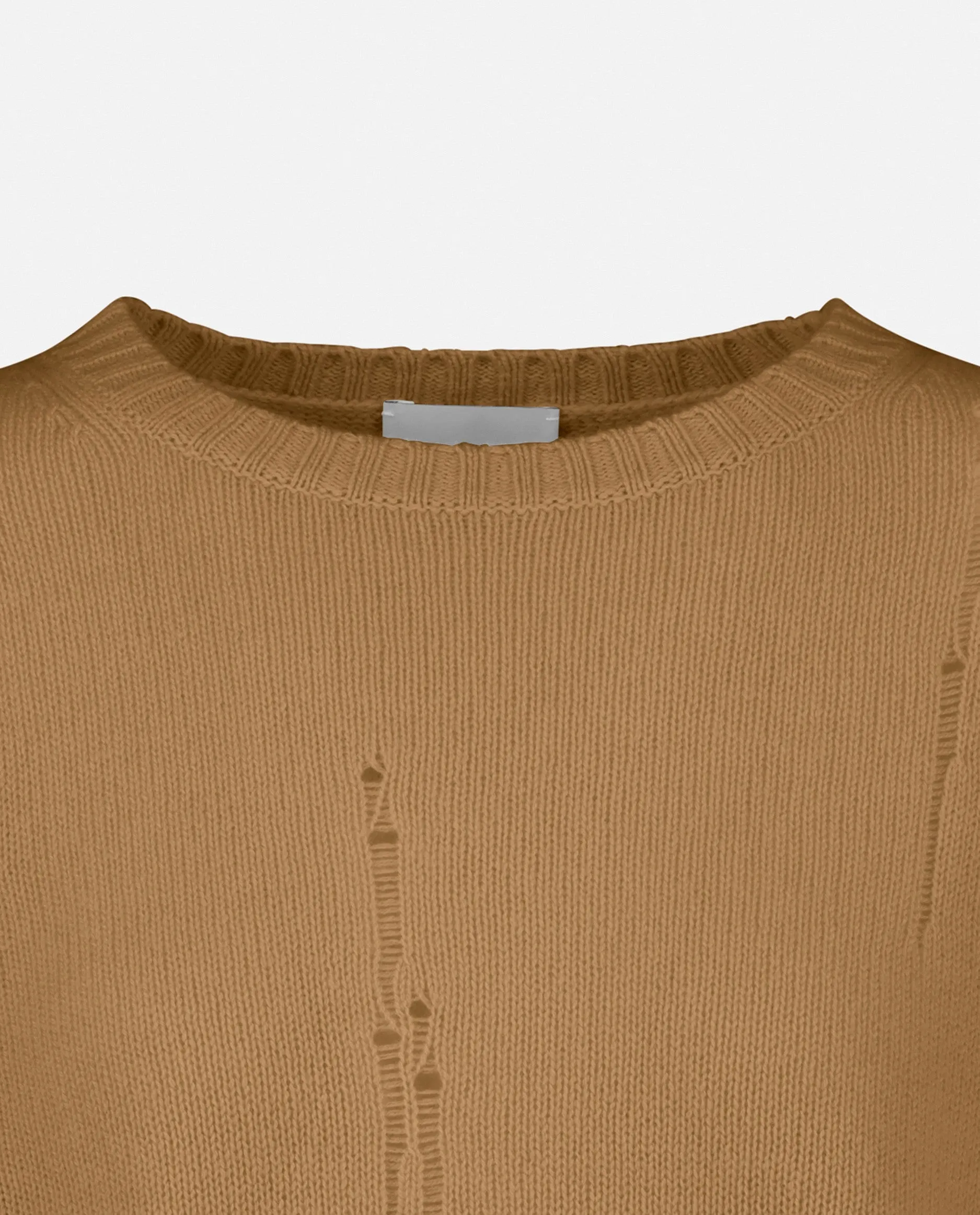 Rundhals Pullover aus Cashmere-Mischung in Beige
