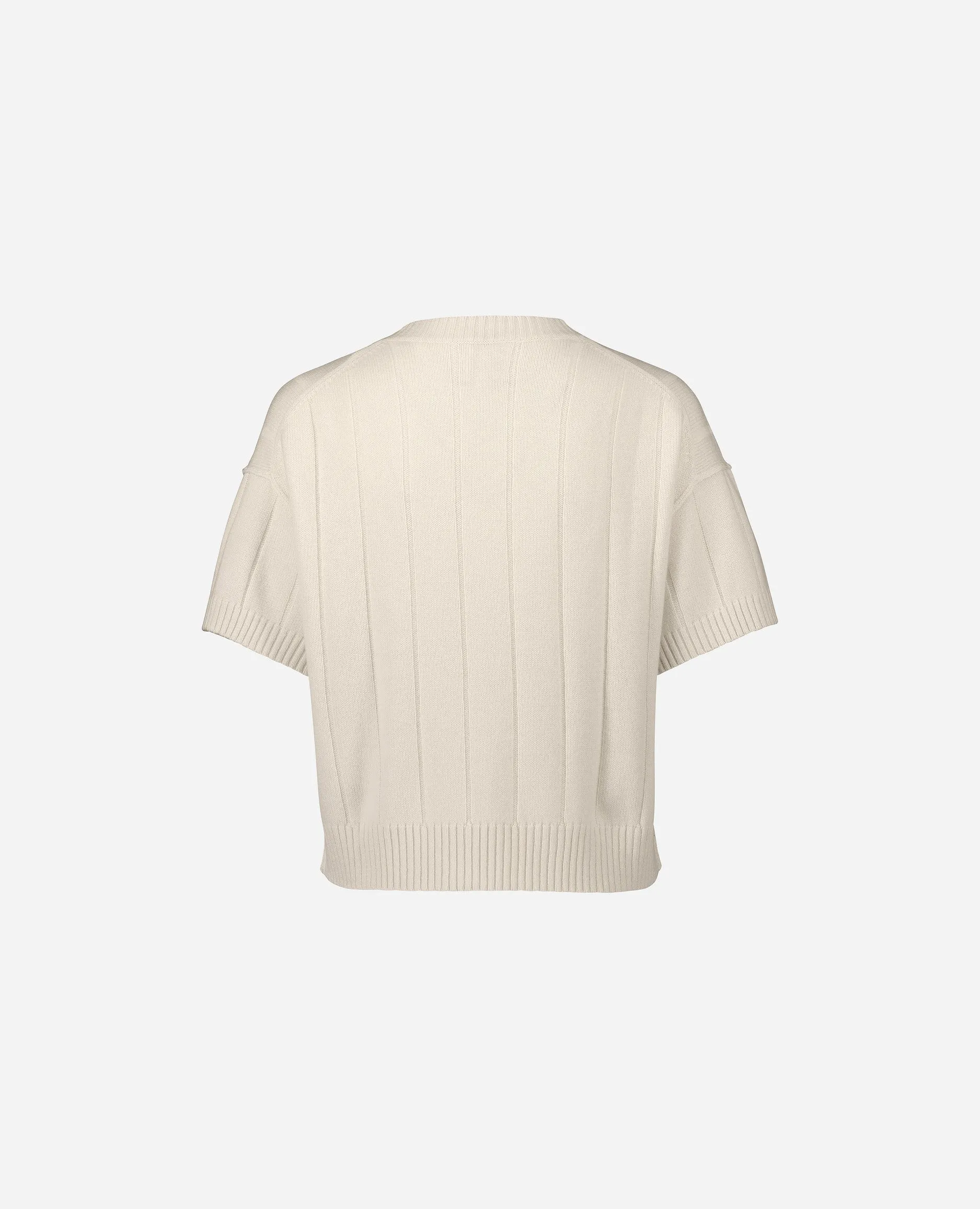 Rundhals Pullover aus Cashmere-Mischung in Creme