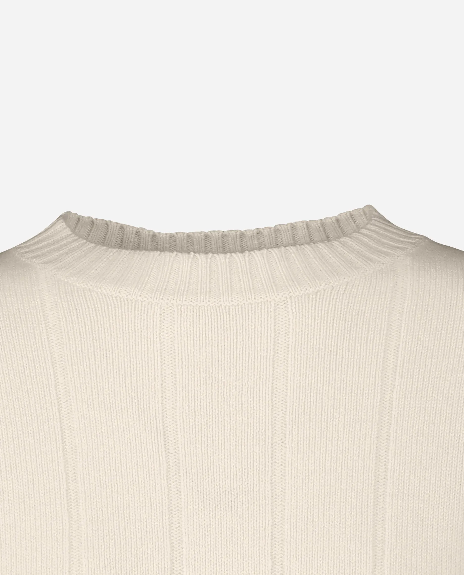 Rundhals Pullover aus Cashmere-Mischung in Creme