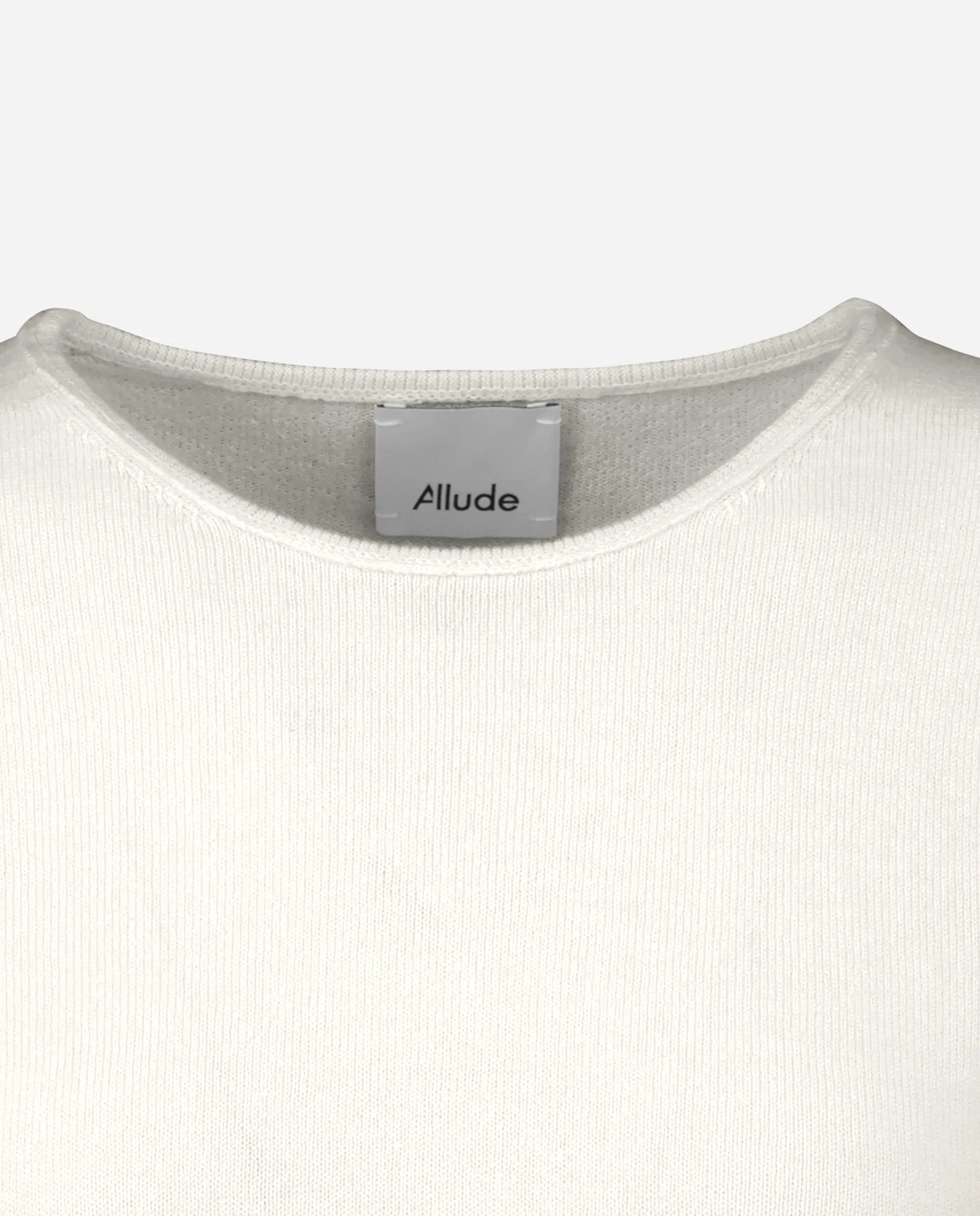 Rundhals Pullover aus Cashmere-Mischung in Weiß