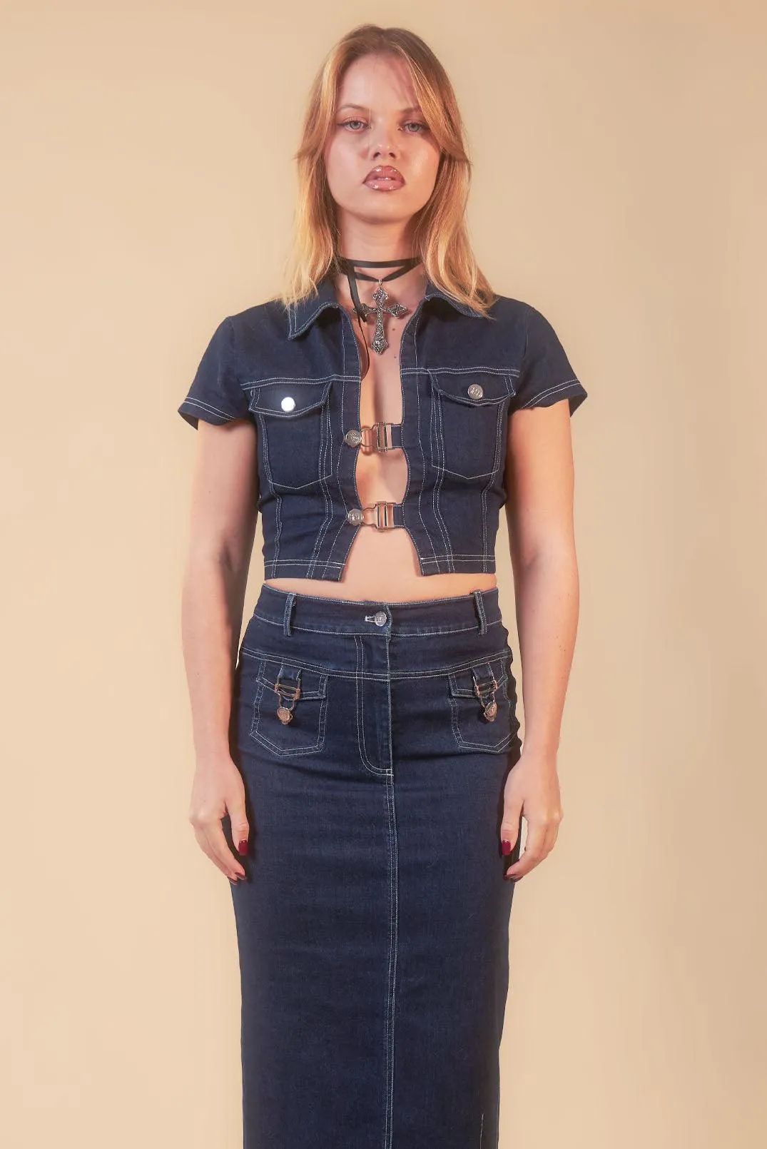 Siren 90's Indigo Denim Cropped Top