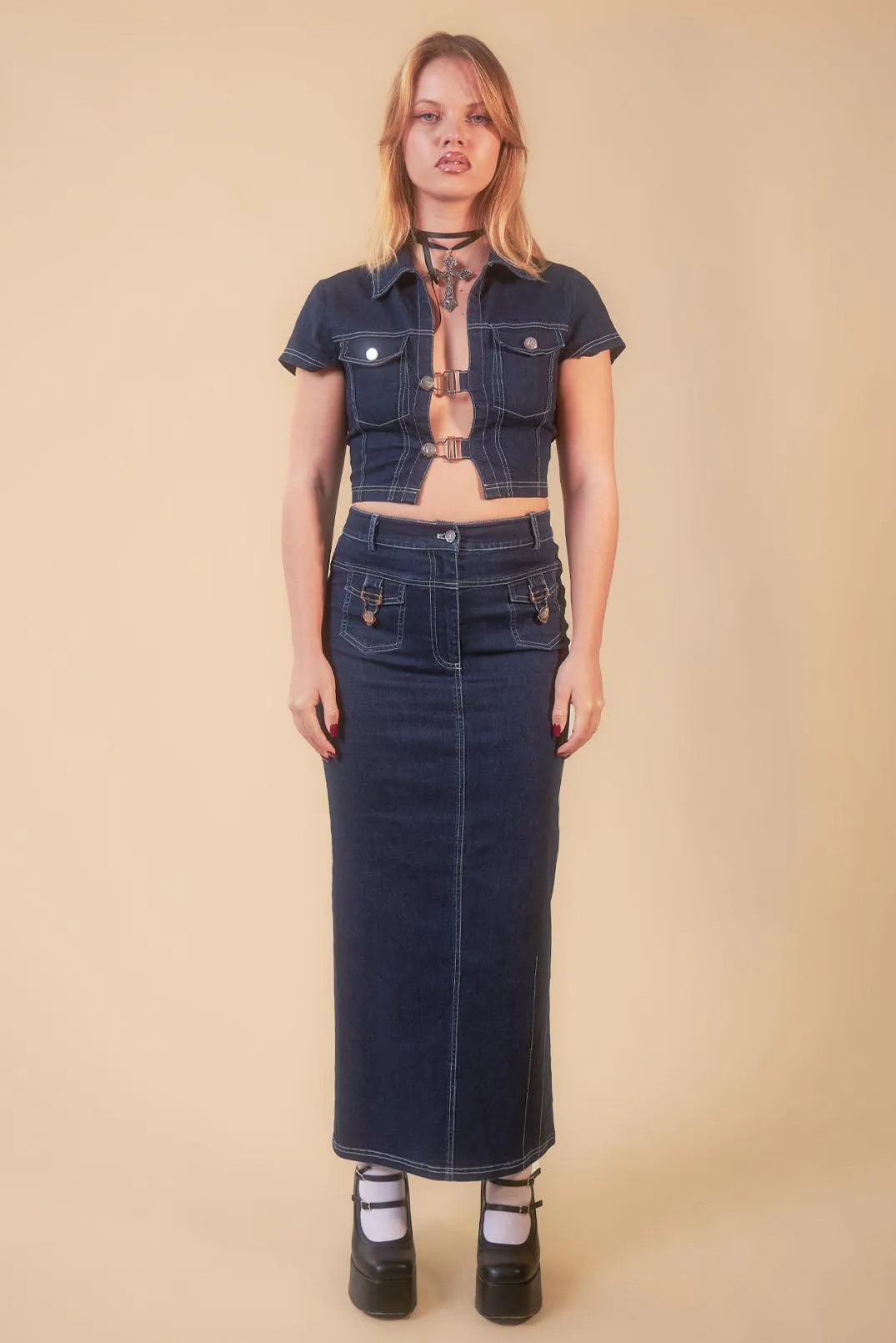 Siren 90's Indigo Denim Cropped Top