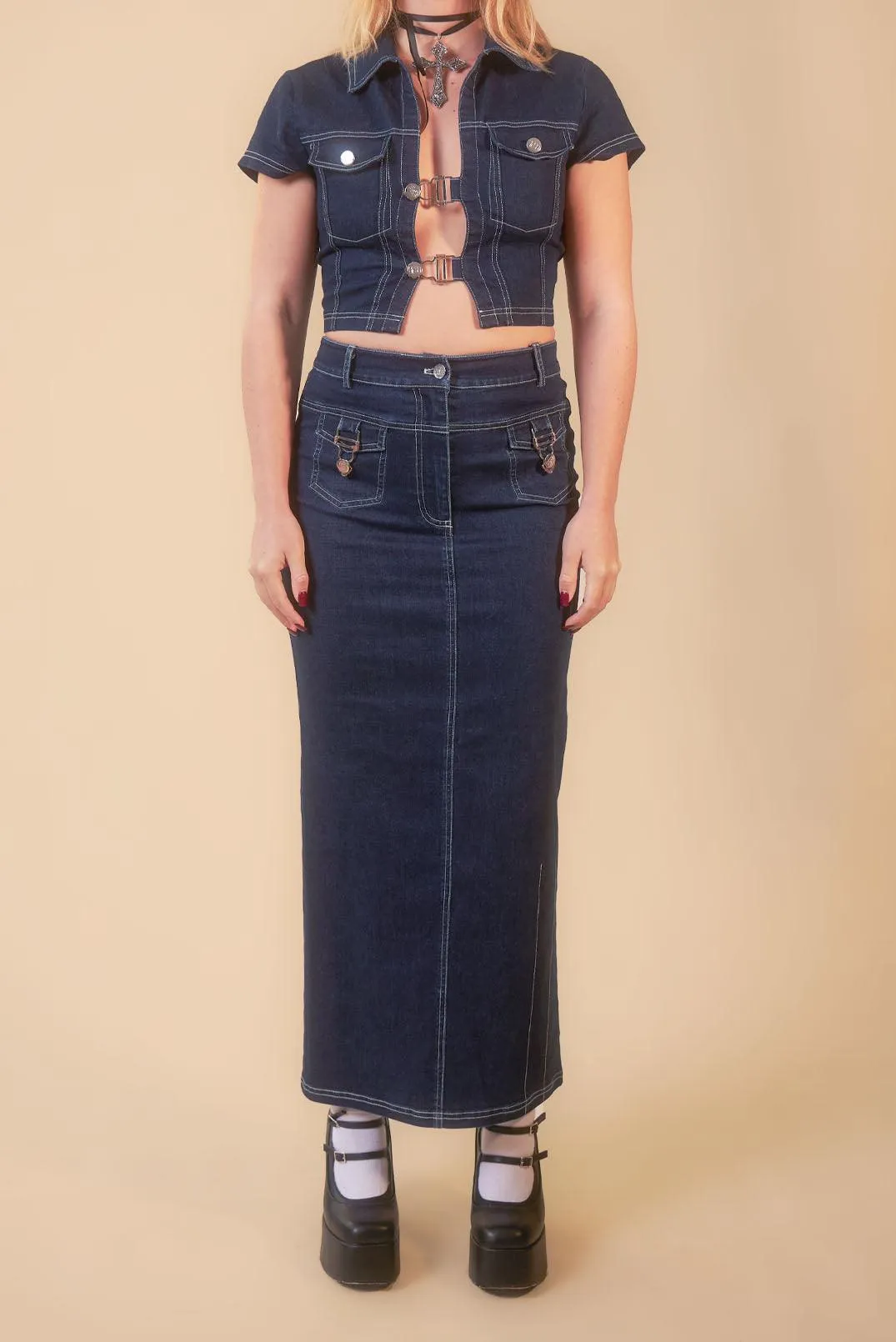 Siren 90's Indigo Denim Cropped Top