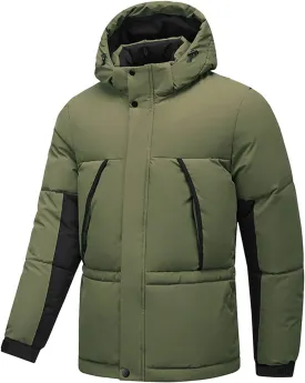Snow Beauty Male Detachable Hat Color Blocked Casual Warm Loose Jacket