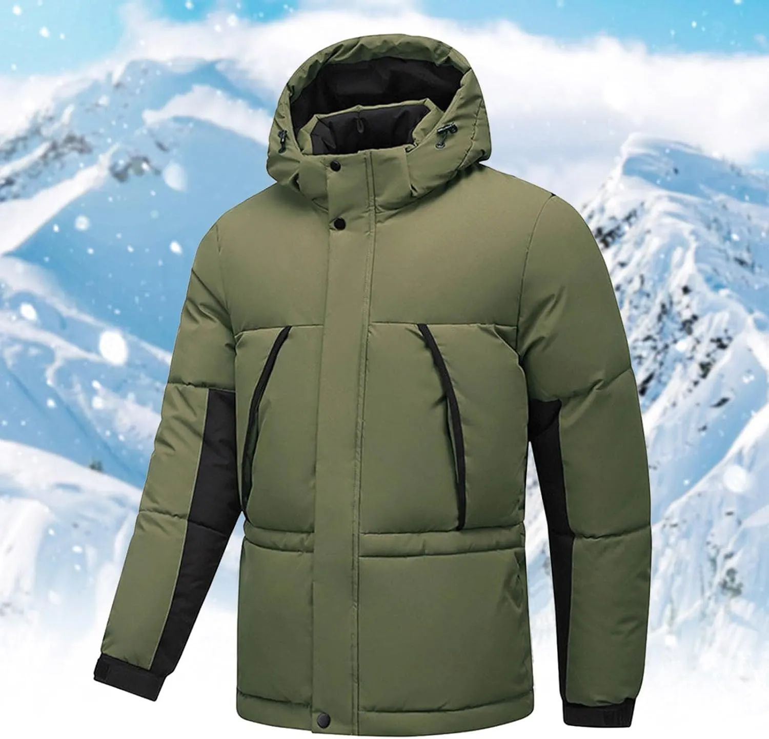 Snow Beauty Male Detachable Hat Color Blocked Casual Warm Loose Jacket