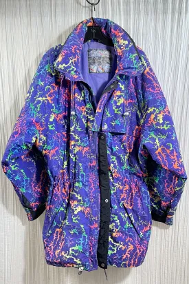 SOLD Vintage 90s Neon Spatter Anorak Rave Jacket, Colorado Ski Co, XXl/20
