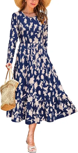 STYLEWORD Women's 2025 Summer Beach Vacation Dresses Casual Sleeveless Tank Tiered Flowy Midi Sundress