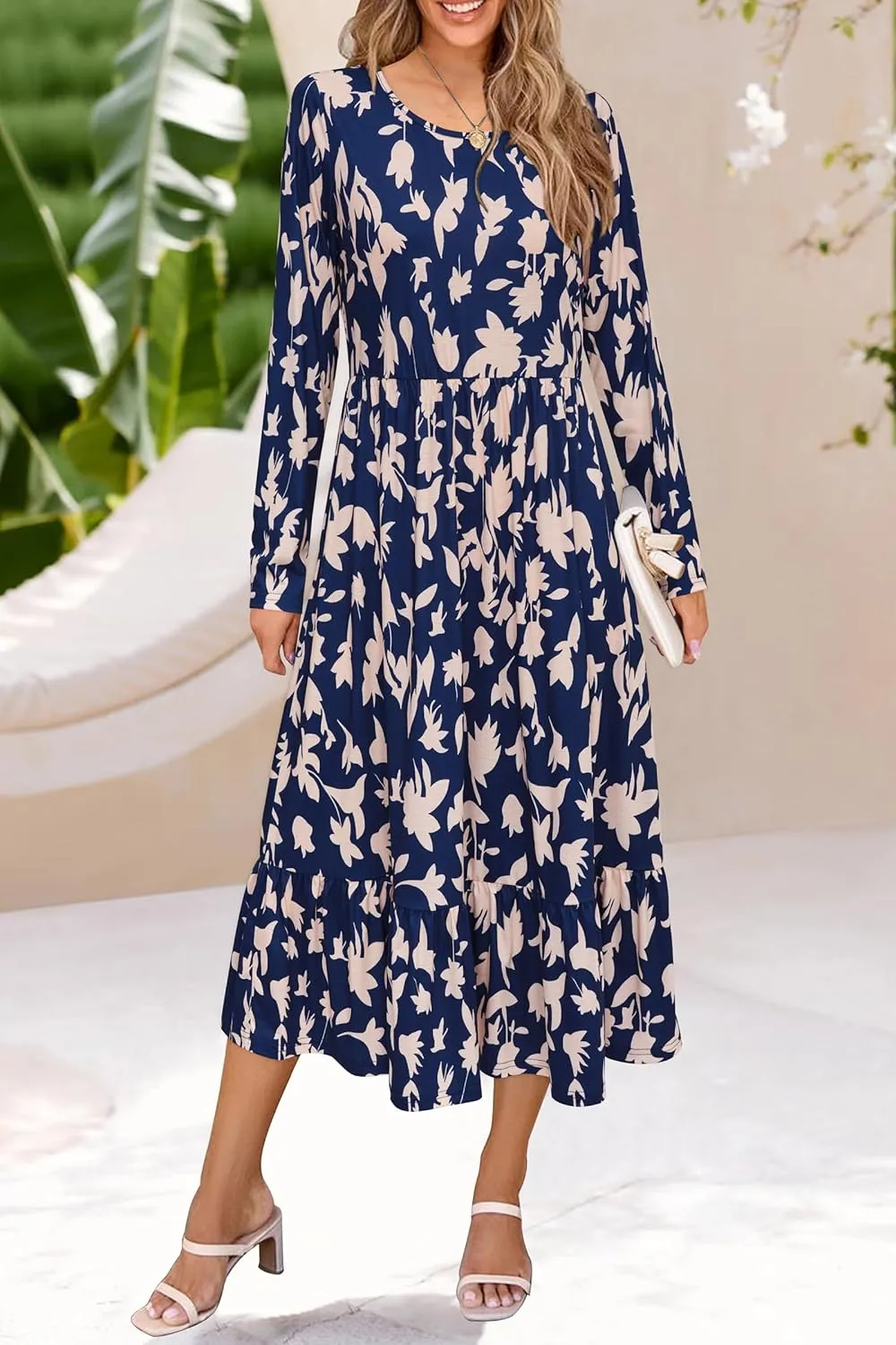 STYLEWORD Women's 2025 Summer Beach Vacation Dresses Casual Sleeveless Tank Tiered Flowy Midi Sundress