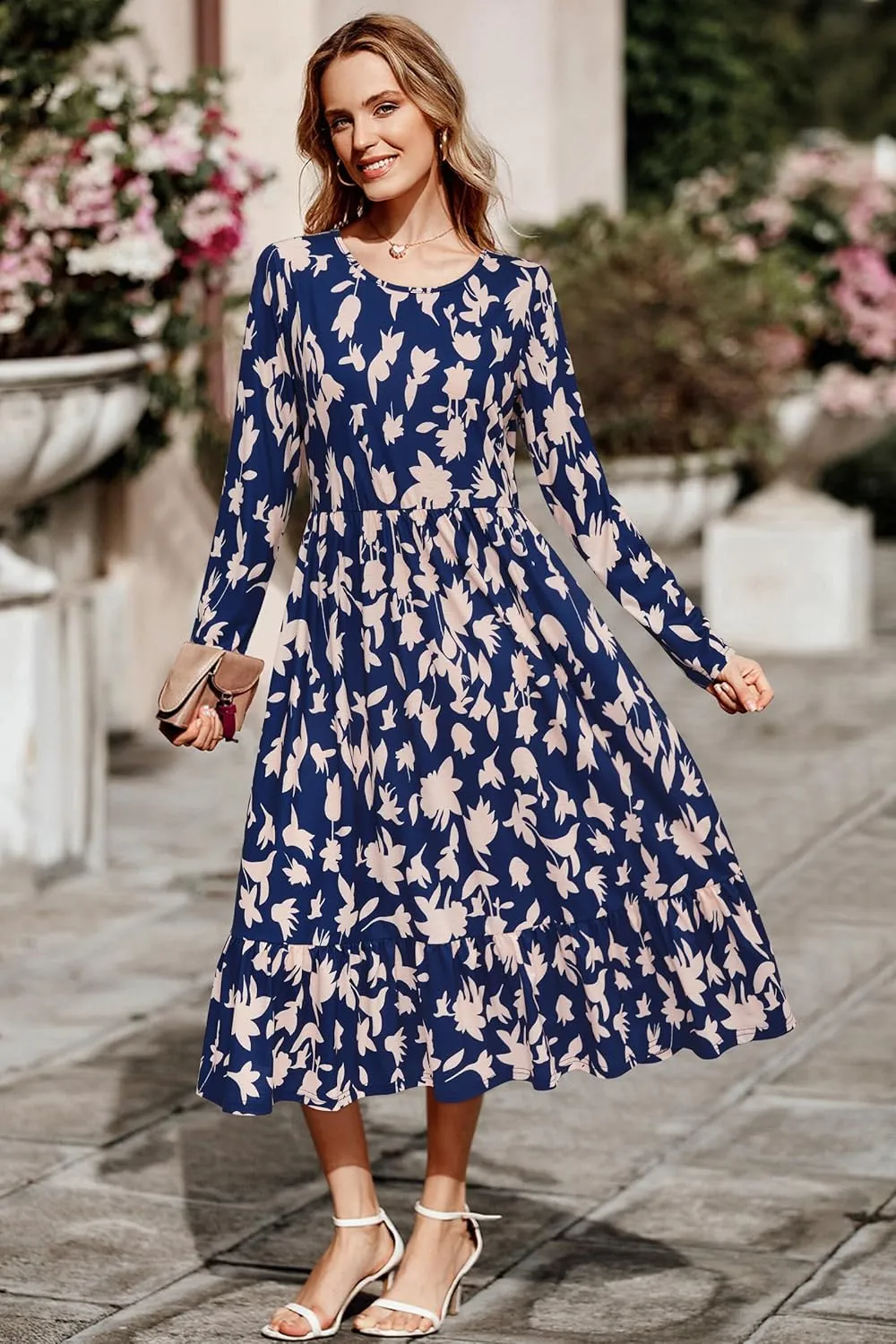 STYLEWORD Women's 2025 Summer Beach Vacation Dresses Casual Sleeveless Tank Tiered Flowy Midi Sundress