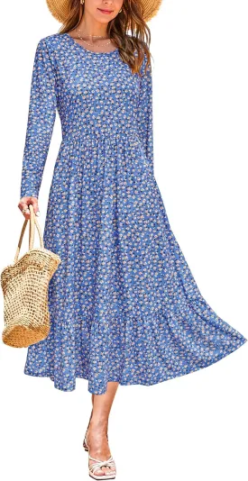 STYLEWORD Women's 2025 Summer Beach Vacation Dresses Casual Sleeveless Tank Tiered Flowy Midi Sundress