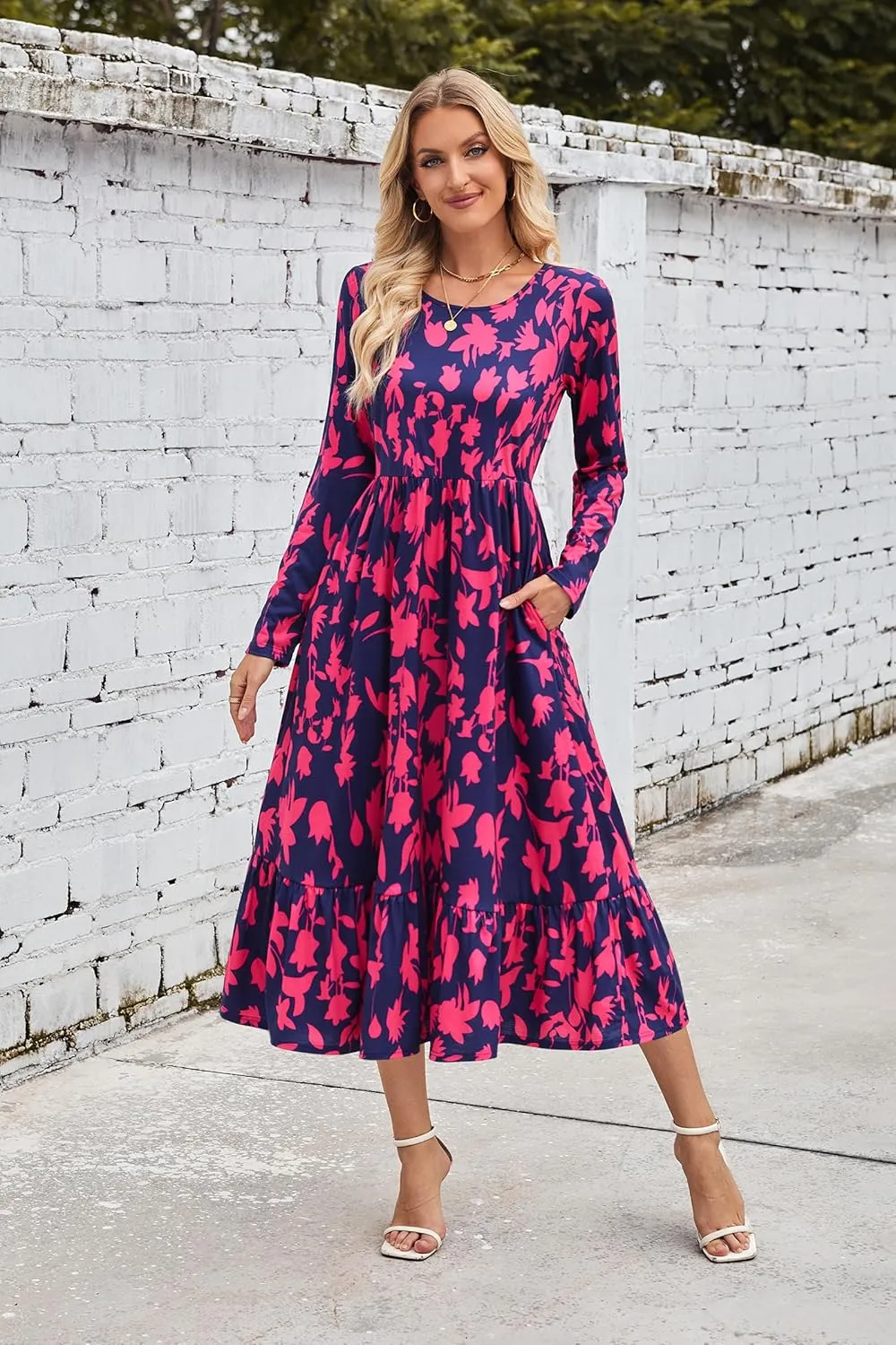 STYLEWORD Women's 2025 Summer Beach Vacation Dresses Casual Sleeveless Tank Tiered Flowy Midi Sundress