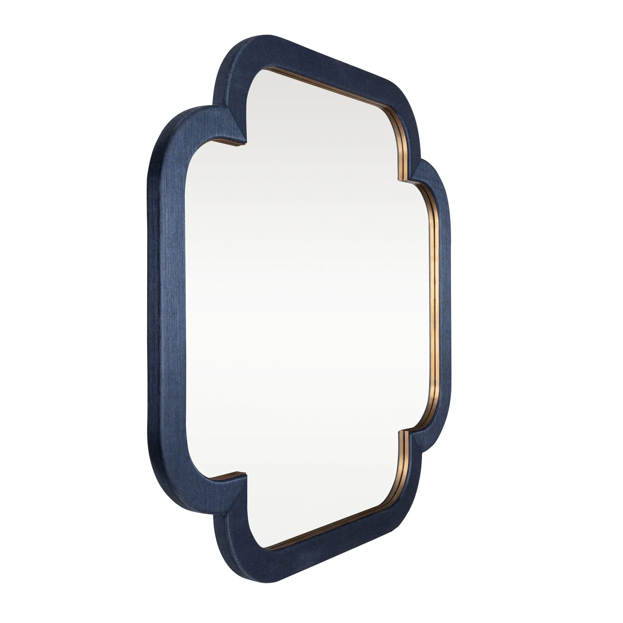 Swiss 455MI50A 50x50 Wall Mirror - Dark Blue Grasscloth/Weathered Brass