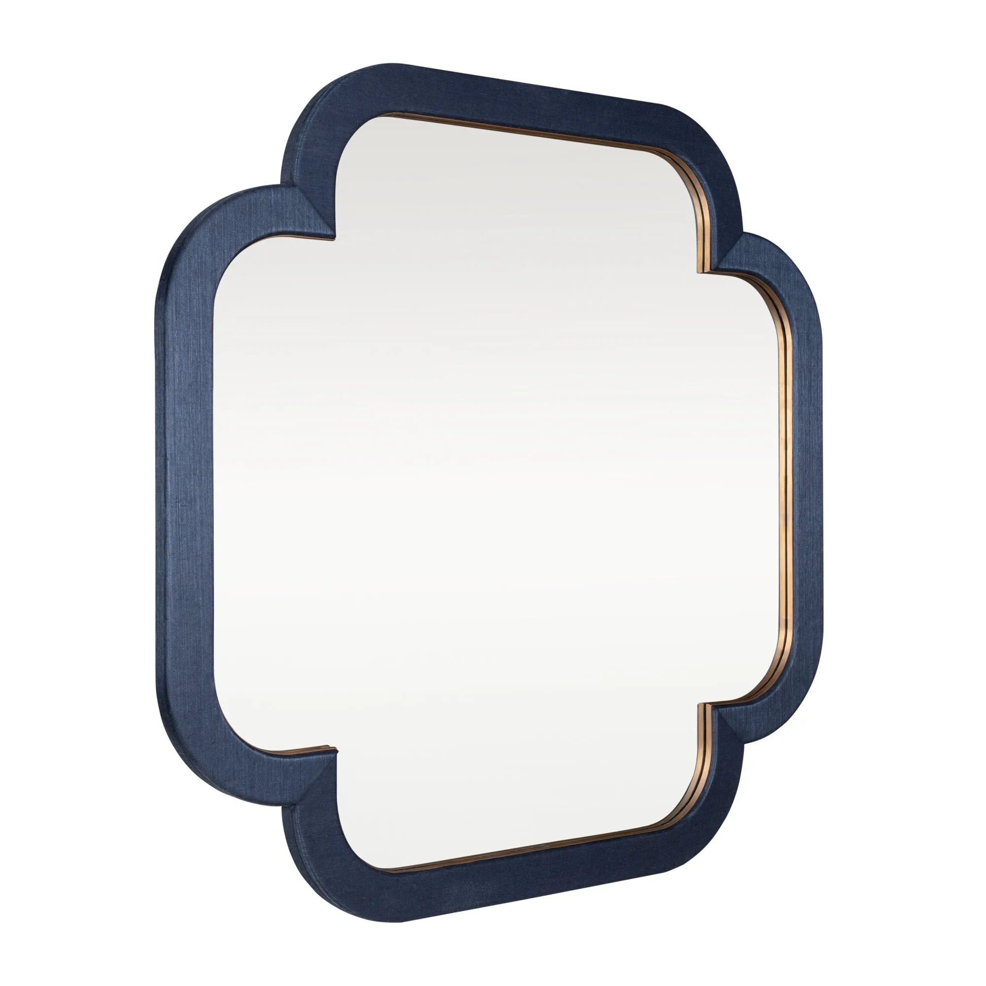 Swiss 455MI50A 50x50 Wall Mirror - Dark Blue Grasscloth/Weathered Brass