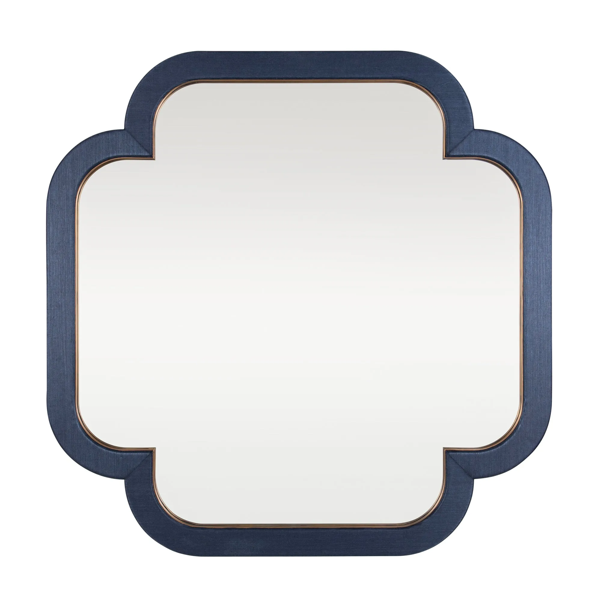 Swiss 455MI50A 50x50 Wall Mirror - Dark Blue Grasscloth/Weathered Brass