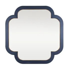 Swiss 455MI50A 50x50 Wall Mirror - Dark Blue Grasscloth/Weathered Brass