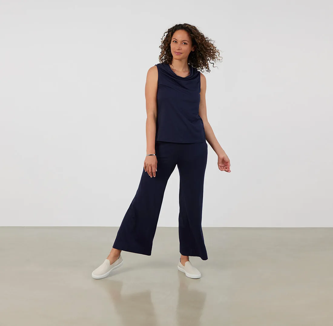 Threshold Cowl Neck Top Petite Fit - Maritime Blue