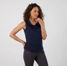 Threshold Cowl Neck Top Petite Fit - Maritime Blue