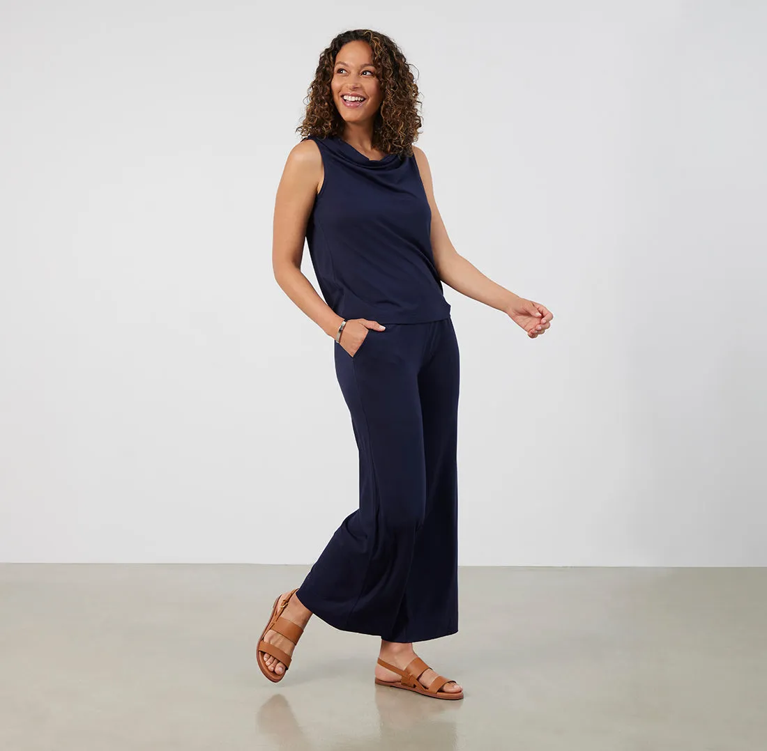 Threshold Cowl Neck Top Petite Fit - Maritime Blue