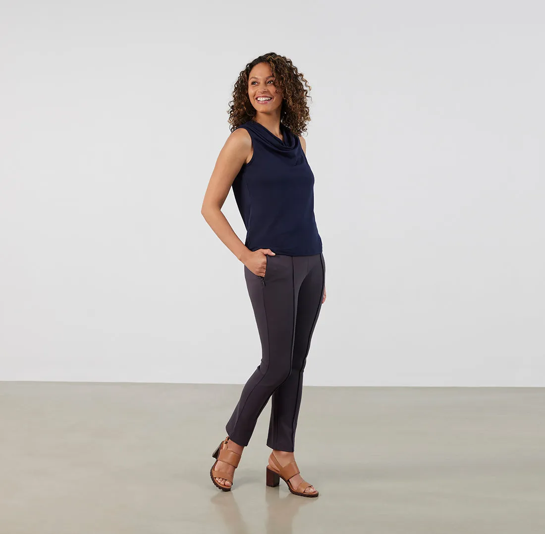Threshold Cowl Neck Top Petite Fit - Maritime Blue