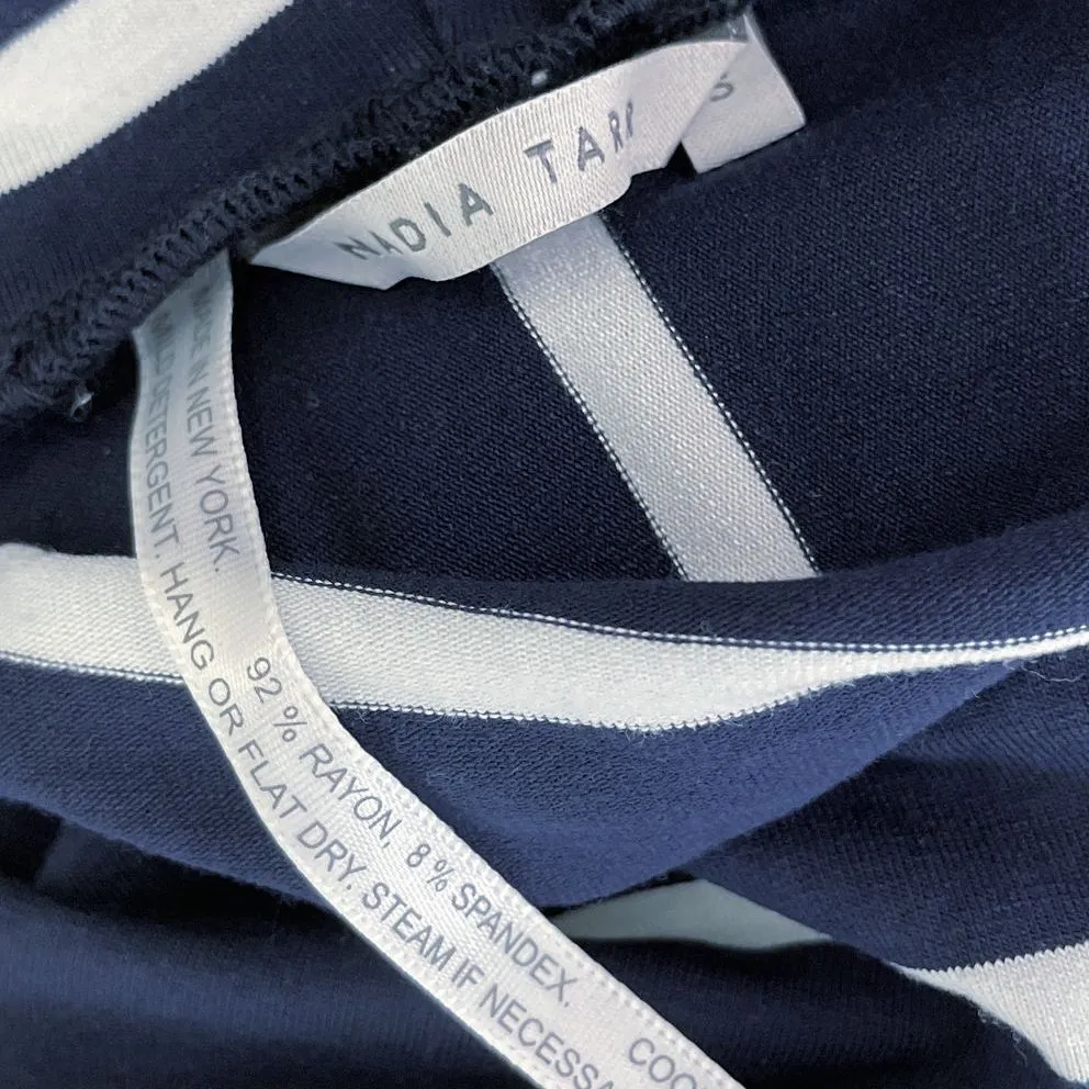 Wmns NADIA TARR Navy Blue & White Striped Sleeveless Casual A-Line Dress Sz S