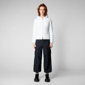 Woman's animal free hooded puffer jacket daisy in white