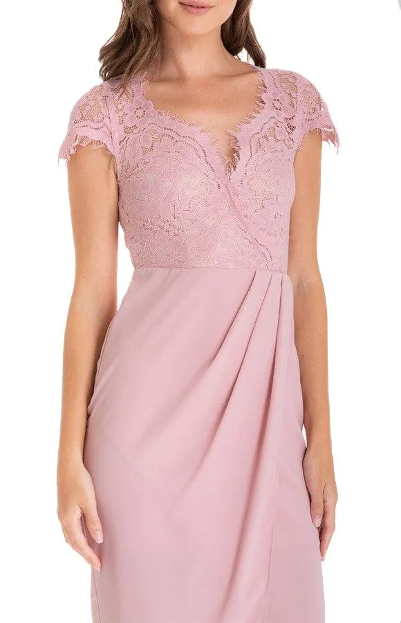 Women’s Blush Asymmetric Hemline Embroidery Lace Dress