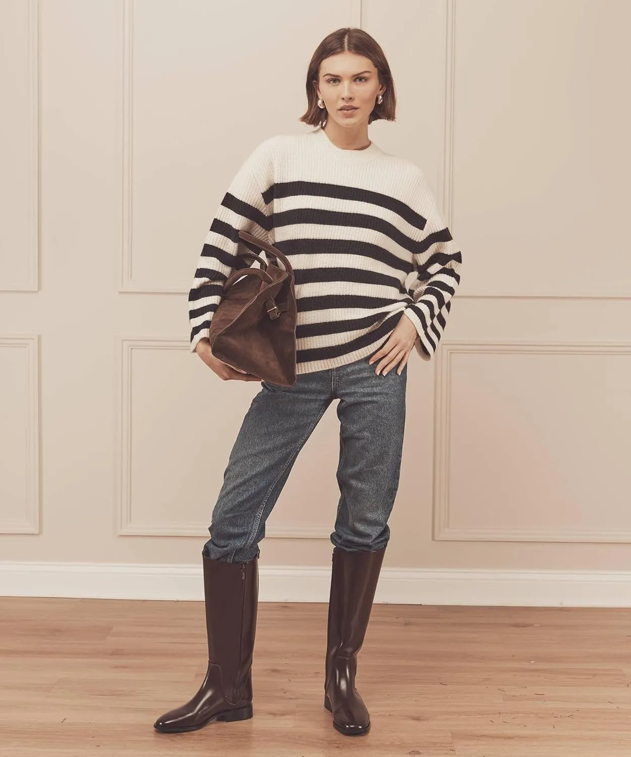 Women's Super Luxe Cashmere Striped Crewneck