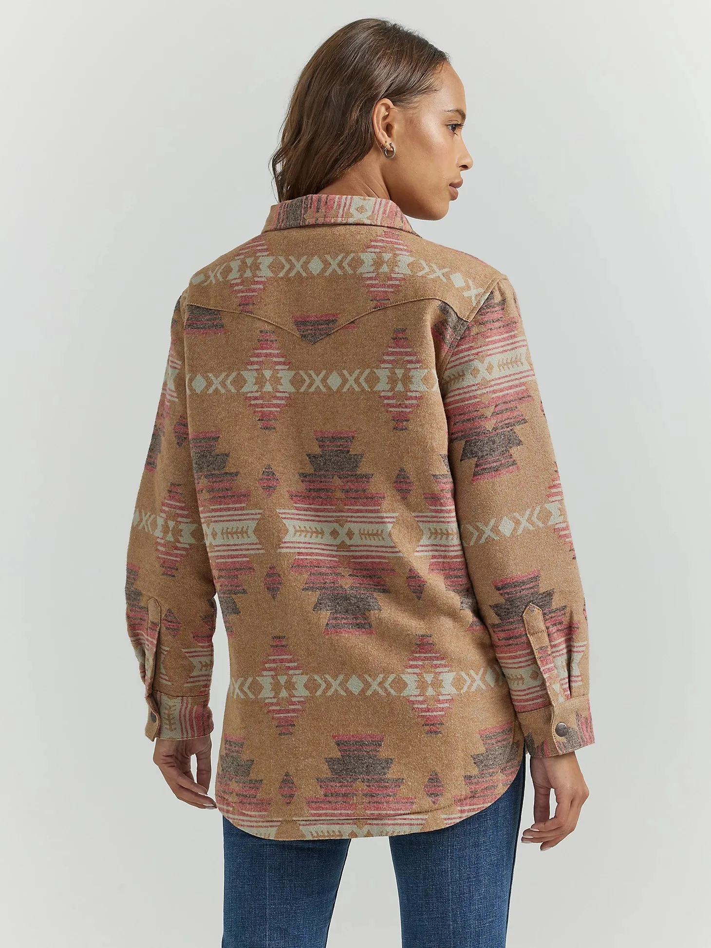 Women's Wrangler Brown/Pink Aztec Shacket