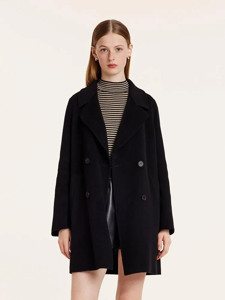 Wool And Cashmere Double-Faced Notched Lapel Coat