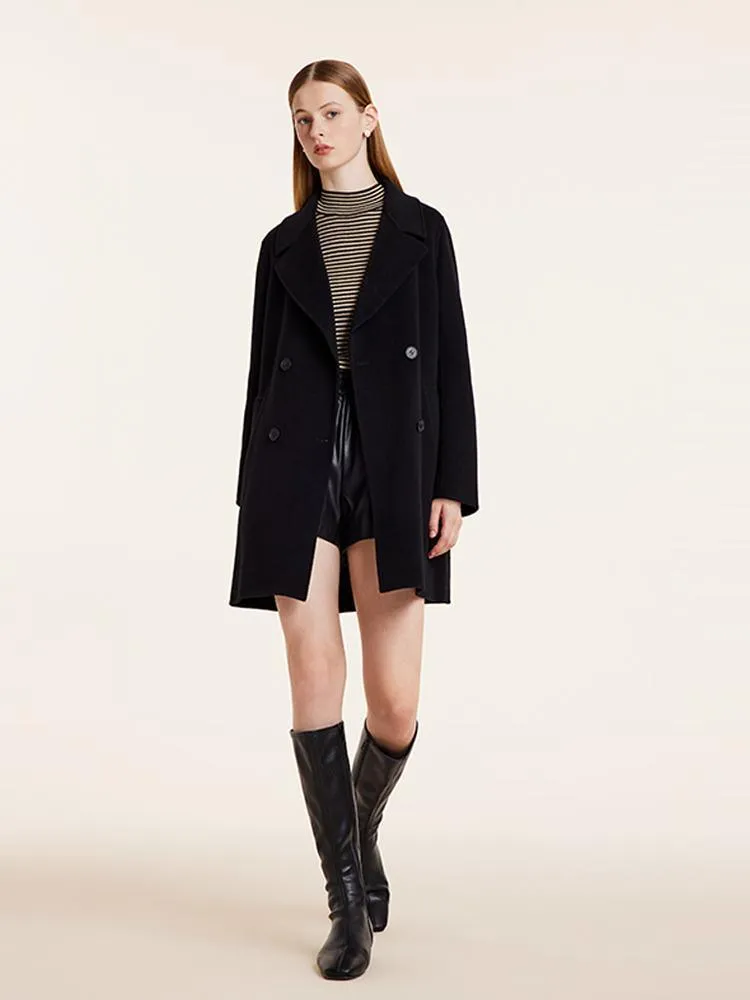 Wool And Cashmere Double-Faced Notched Lapel Coat