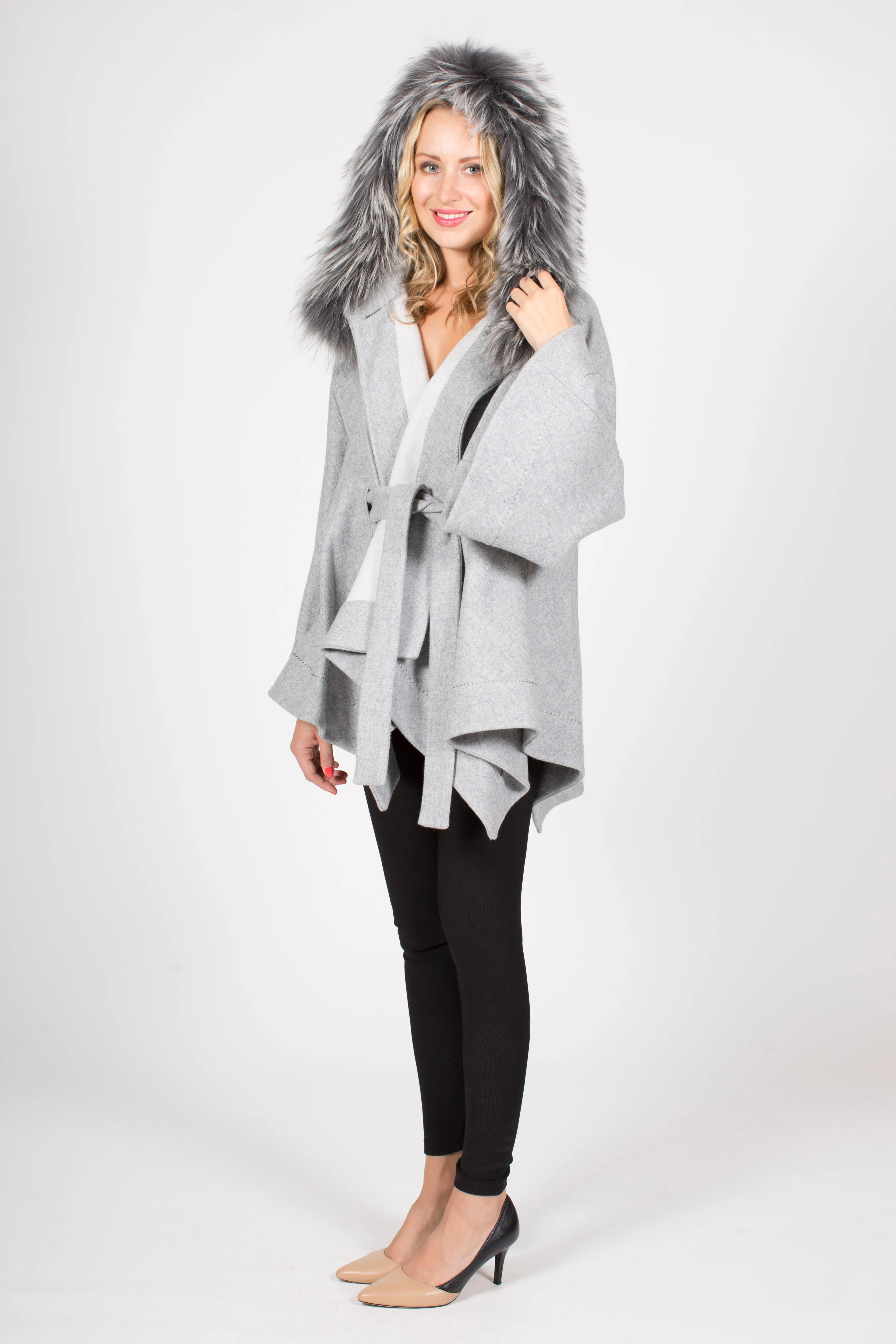 Wool Blend Short Hooded Jacket