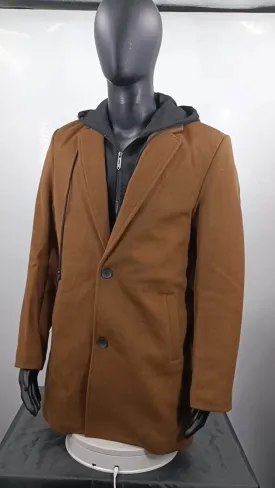 Wool Polyester Overcoat Plain Color Winter