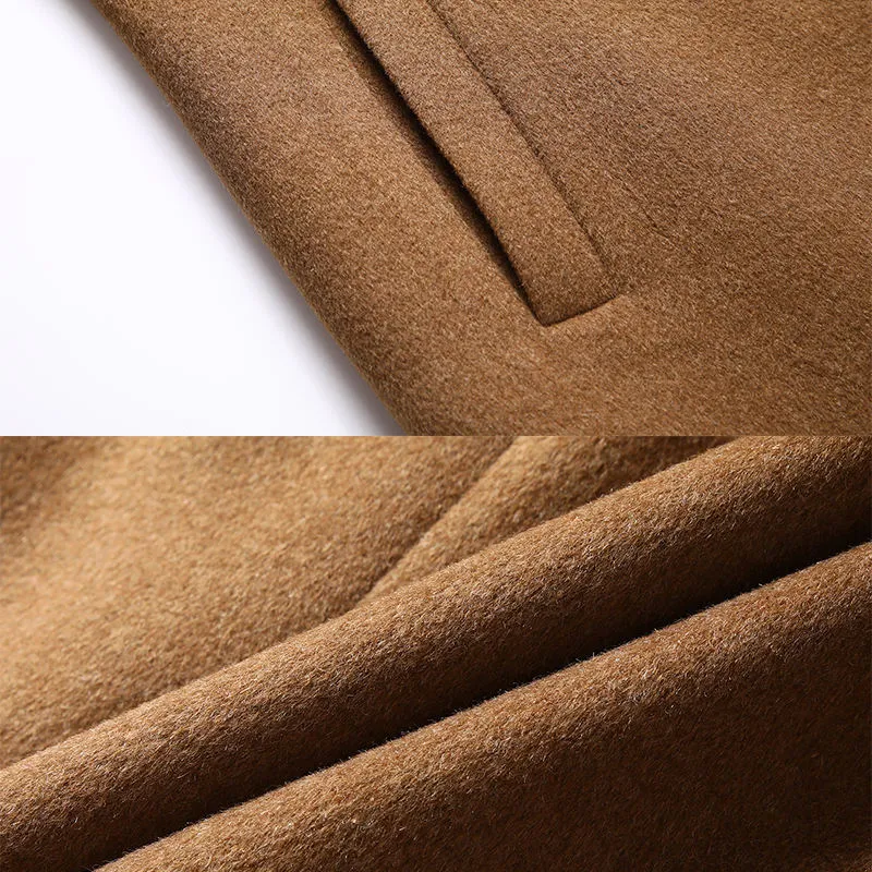 Wool Polyester Overcoat Plain Color Winter