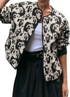 Yimoon Women's Cropped Quilted Puffer Jacket Floral Print Lightweight Padded Coat Vintage Button Down Puffy Outwear