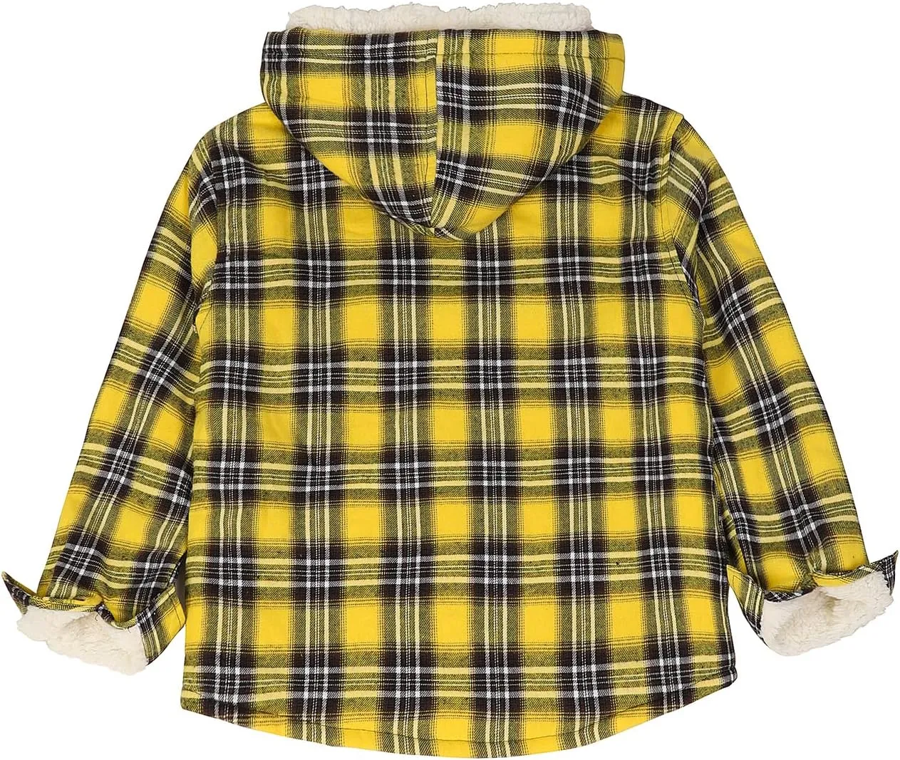ZENTHACE Boys Sherpa Fleece Lined Flannel Plaid Button Down Shirt Jacket,Hooded Flannel Shirt with Hand Pockets