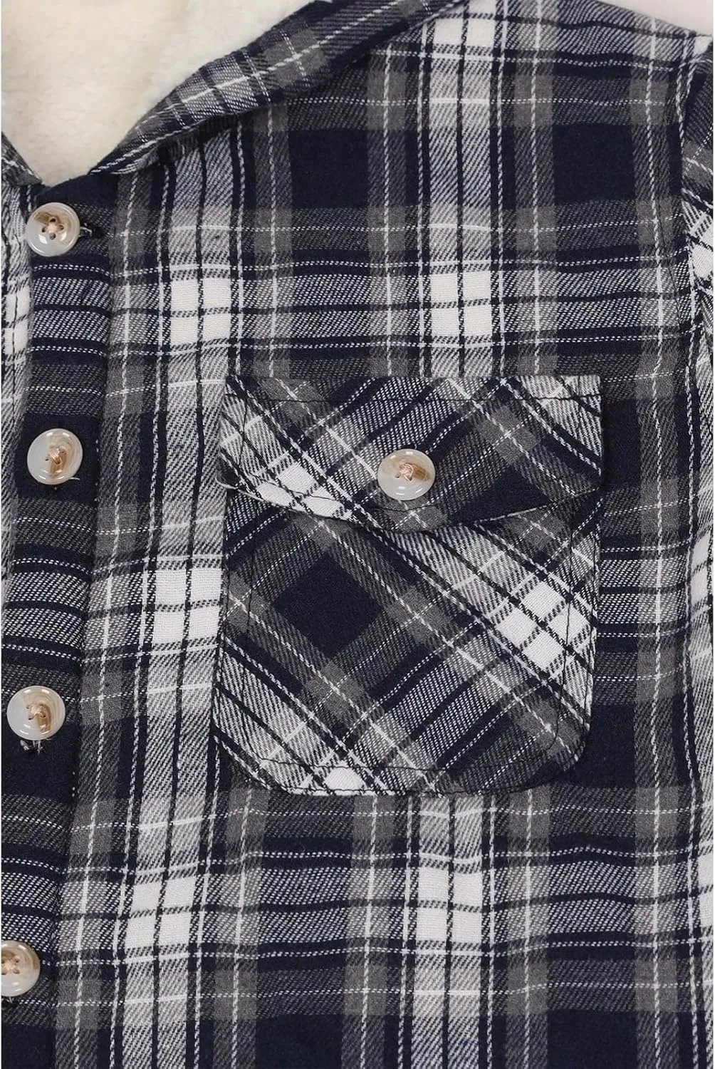 ZENTHACE Boys Sherpa Fleece Lined Flannel Plaid Button Down Shirt Jacket,Hooded Flannel Shirt with Hand Pockets